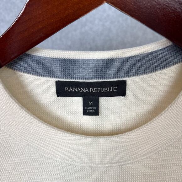 Banana Republic Sweater Men's Size M Grey Color Block Merino Wool Blend Crewneck - Picture 6 of 7